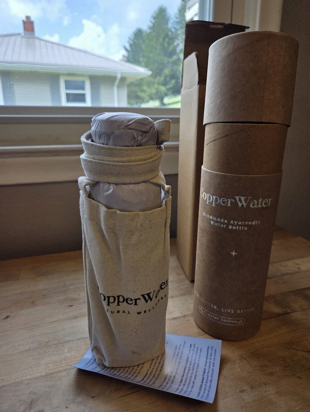 Copper Water Bottle - Flower Mandala Copper Finish